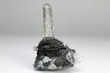 Quartz Crystals On Sparkling Bladed Hematite - Lechang Mine #225998-1
